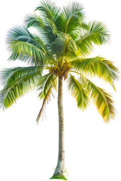 Green palm tree isolated on white background