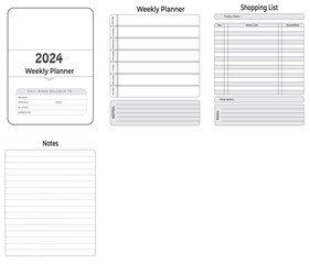 Editable 2024 Weekly Planner Kdp Interior printable template Design.