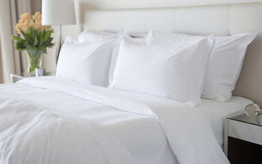 The white bedroom promotes a sense of cleanliness and clarity, offering a peaceful retreat.