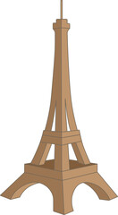 3D Eiffel tower Paris vector. vector illustration of 3D Eiffel tower. Travel icon. Tourism icon or logo. Eiffel tower vector on white background. Eifel in Paris. Brown eifel tower.