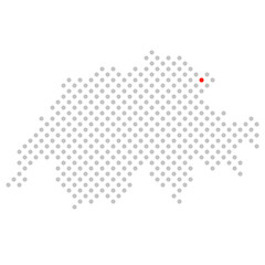 St. Gallen in der Schweiz: Schweizkarte aus grauen Punkten mit roter Markierung