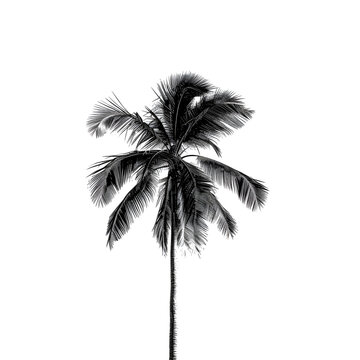 Black palm tree graphic illustration isolated on white background