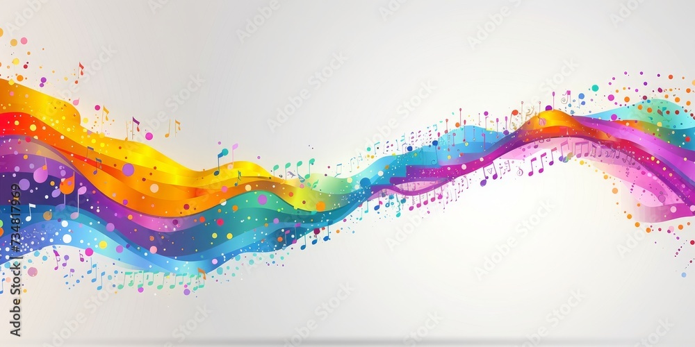 Leinwandbilder Vibrant Sound Waves and Musical Notes Create a Dynamic Visual Representation of Rhythm and Harmony, Generative AI