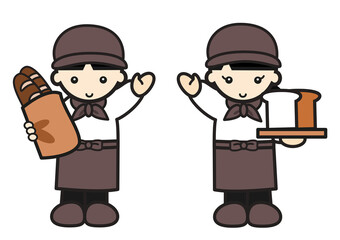 パン屋さん姿の子供たち