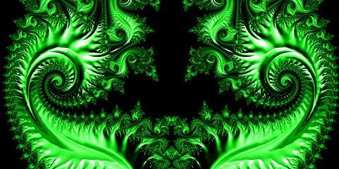 Fototapeta na wymiar bright neon green complex symmetric fractal style creative design