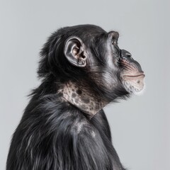 Side view of a chimpanzee, isolated on white background