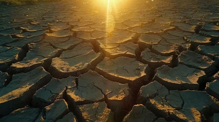 Zelfklevend Fotobehang Water Scarcity Crisis: Desperate Scenes of Drought-Ridden Landscapes © pengedarseni