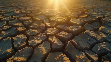 Gordijnen Water Scarcity Crisis: Desperate Scenes of Drought-Ridden Landscapes © pengedarseni