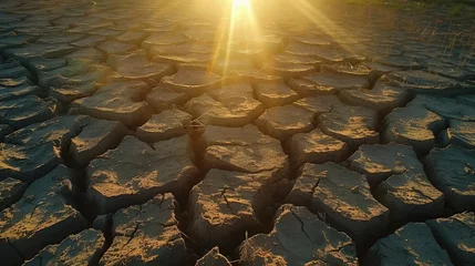 Foto op Canvas Water Scarcity Crisis: Desperate Scenes of Drought-Ridden Landscapes © pengedarseni