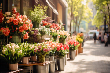 Eropean street flowers market springtime