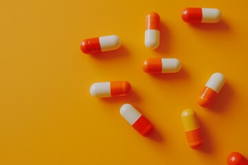 pills on the orange background