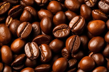 Obraz premium Close-up of Roasted Coffee Beans