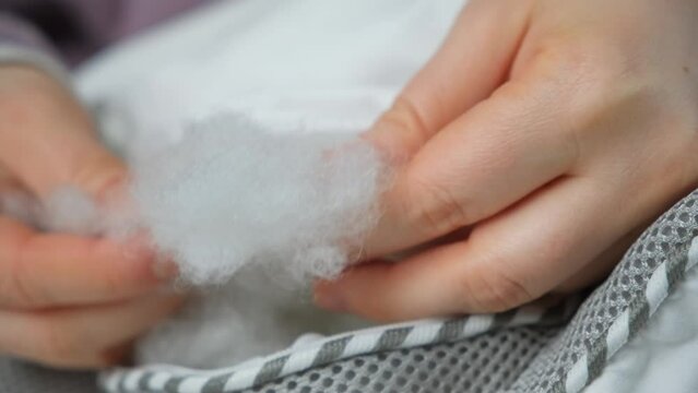 Holofiber synthetic pillow filler close-up.