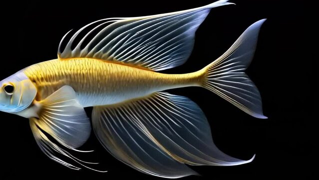 Yellow fish on black background. AI