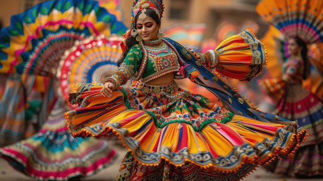 Ornate Costumes and Swirling Movements: Navratri Dance Festival Celebration