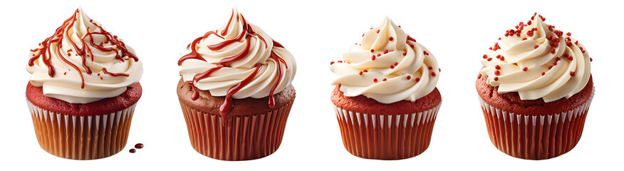 Set of Tasty cupcake on transparent background