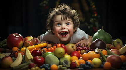 Fototapeta na wymiar child with fruits