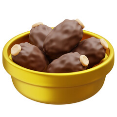 Dates Fruit 3D Icon. 3D rendering Ramadan illustration