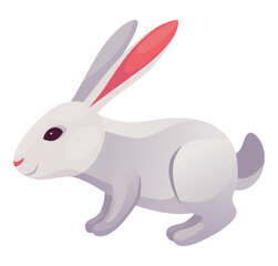 Rabbit animation icon. Bunny jump or running motion element for 2d game. Speed run hare animal, sprite sheet move. Vector illustration isolated on white background