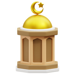 3d mosque symbol, Mosque dome. 3D rendering Ramadan illustration