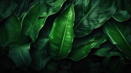 Dark Green Leaves Seamless Pattern