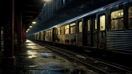 Naklejka na ściany i meble train subway tracks