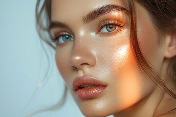 Super model portrait photography for cosmetic products, studio lighting