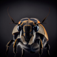 Close-Up Portrait of a Bee in a Professional Studio