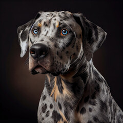 Catahoula Leopard Dog Portrait With Mesmerizing Blue Eyes