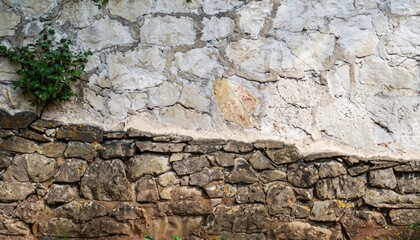Natural old stone wall with cracked