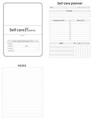 Editable Self care planner  Kdp Interior printable template Design.