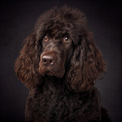 Expressive Irish Water Spaniel Portrait in Professional Studio