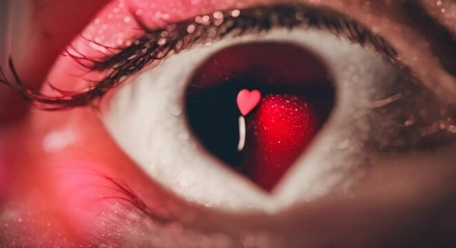 Heart in the eye concept of love , generative ai