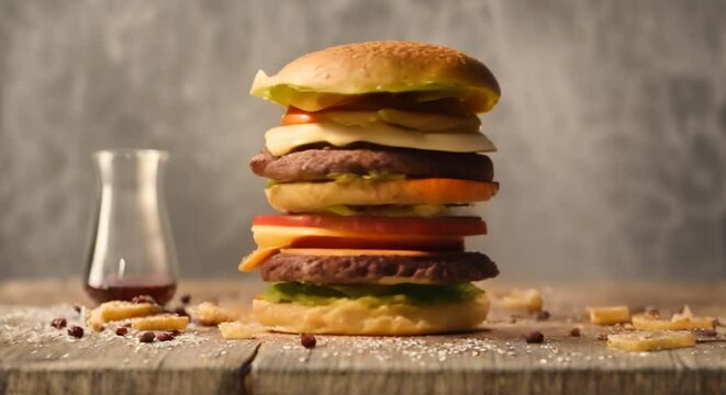 Big juicy delicious hamburger, generative ai