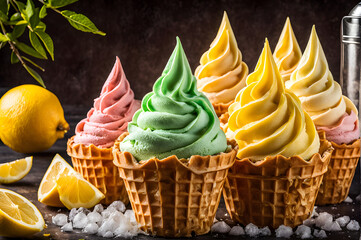 Some testy ice cream , with a beautiful background.