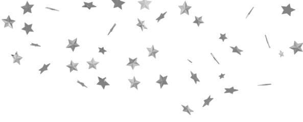 Silver star of confetti. Falling stars on a white background. Illustration of flying shiny stars.