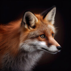 Fototapeta premium Stunning Red Fox Portrait Against Dark Studio Background