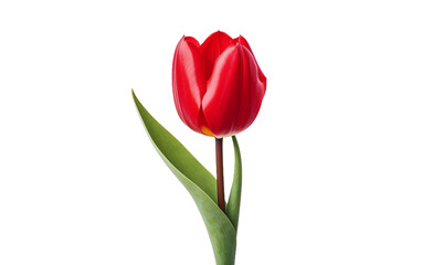 Romantic Red Tulip Blossom in Soft Focus Isolated on Transparent Background PNG.