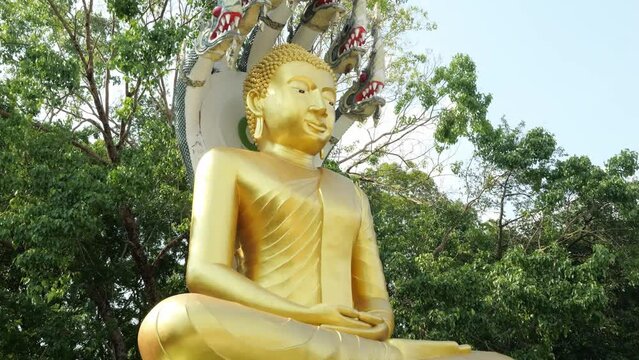 Side Shot of Buddha image in the posture of Nak Prok in Wat Chak Yai Chanthaburi Thailand