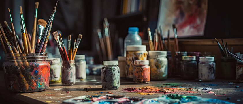 Art supplies in a atelier