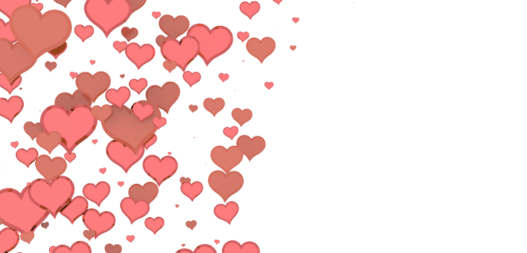 realistic isolated heart confetti on the transparent background for decoration and covering. Concept of Happy Valentine's Day, wedding and anniversary