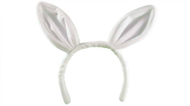 mix match white bunny rabbit ears headband editable on head. isolated on transparent background.