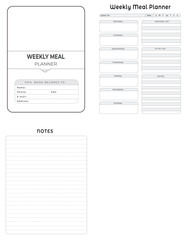 Editable Weekly Meal Planner  Kdp Interior printable template Design.