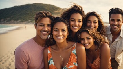 company of friends on the seashore