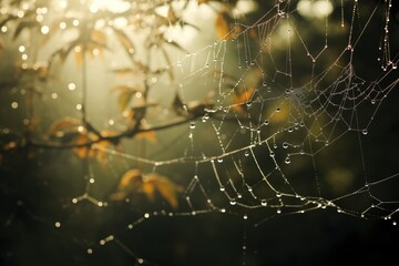 Foggy Spider Webs Bokeh: Spider webs covered in fog.