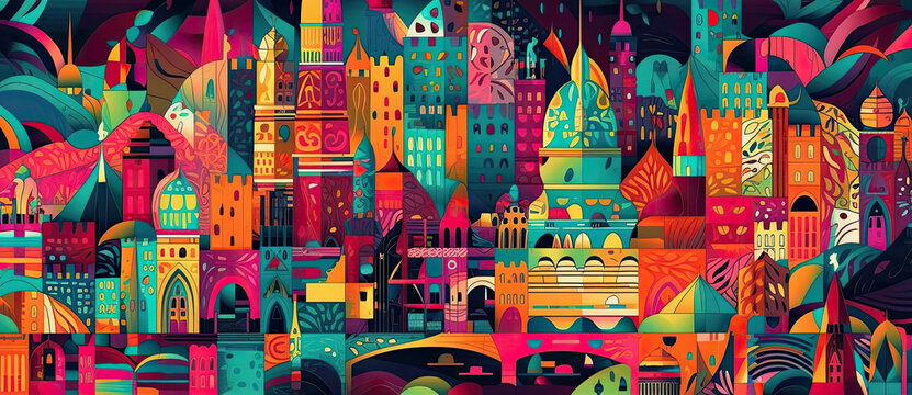 Abstract Surreal Cityscape illustration 