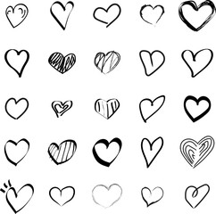 Hand drawn heart vector. Handdrawn rough marker hearts isolated on white background. Vector illustration graphic design.