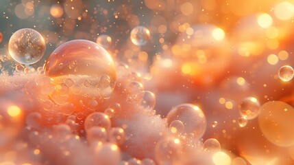 Shinny gold oil bubbles texture background, in the style of light gold and orange AI Image Generative - obrazy, fototapety, plakaty