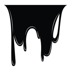 Paint dripping liquid. Flowing oil stain. Set of black drips. Abstract flow stencil, current ink streak or fluid smudge. Vector illustration on white background