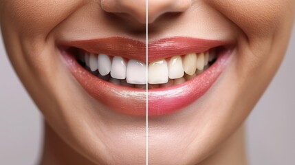 before and after picture of dental whitening procedure - close-up